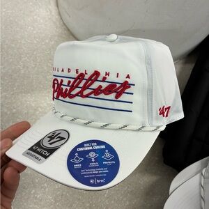 New Era White Phillies Snapback Hat with Red Logo